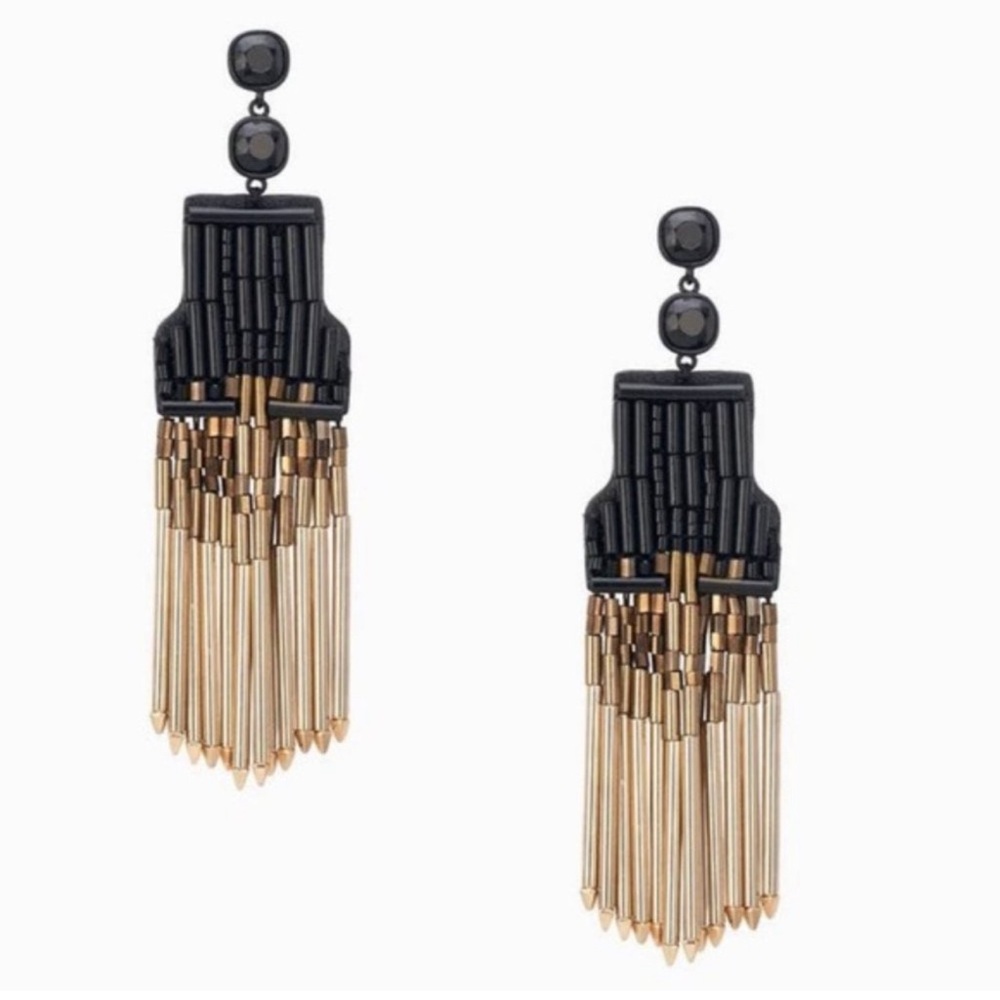 Stella & Dot Jasper Jet Ombré Fringe Earring